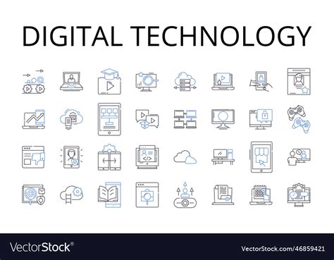 Digital technology line icons collection computer Vector Image