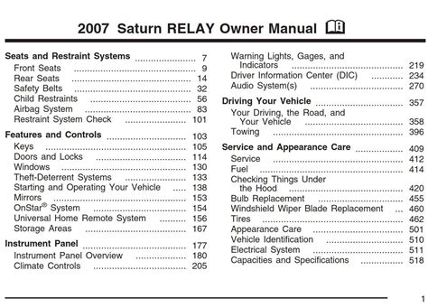 Saturn Relay 2007 Owner’s Manual - PDF for FREE