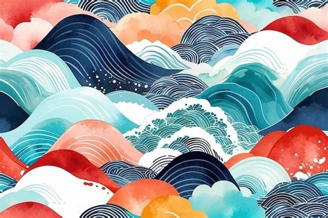 Premium Photo Abstract Art Background With Japanese Wave Pattern Vector