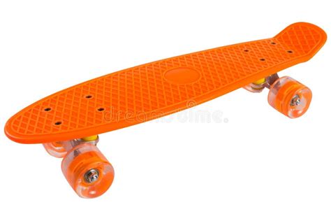 Orange Skateboard with Transparent Silicone Wheels, Side View, on a ...