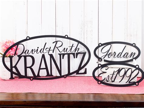 Custom Metal Family Name Sign Established in Laser Cut Steel, Outdoor ...