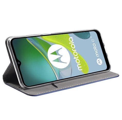 etui zamykane do motorola moto e13 granatowe szkło