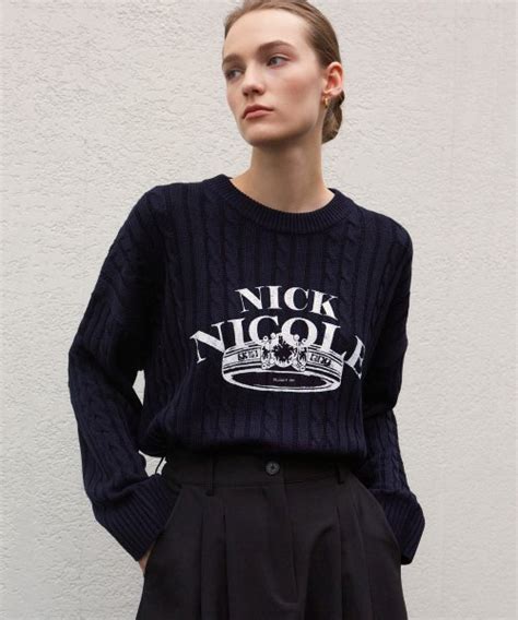 Musinsa Nick Nicole Nicole Ring Cable Knit Navy