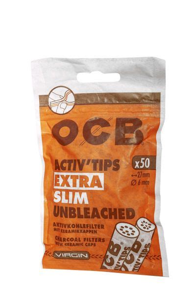 OCB Activ Tips Extra Slim Unbleached 6mm Aktivkohlefilter