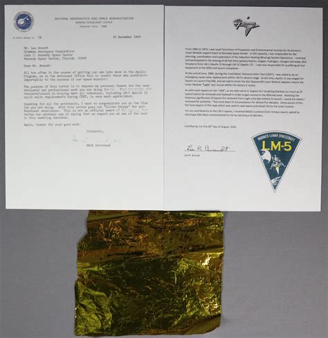 At Auction Apollo Kapton Foil From Lunar Module Eagle