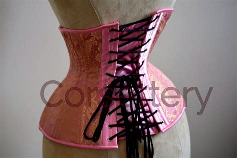 Double Row Steel Boned Underbust Corset From Pink And Gold Brocade Re Corsettery Authentic