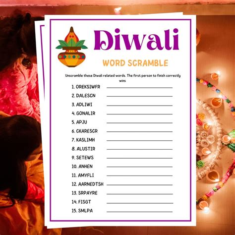 Diwali Word Scramble Printable Diwali Party Games Diwali Games Festival