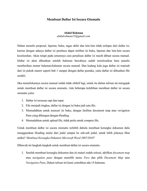 cara membuat daftar isi dengan heading 17