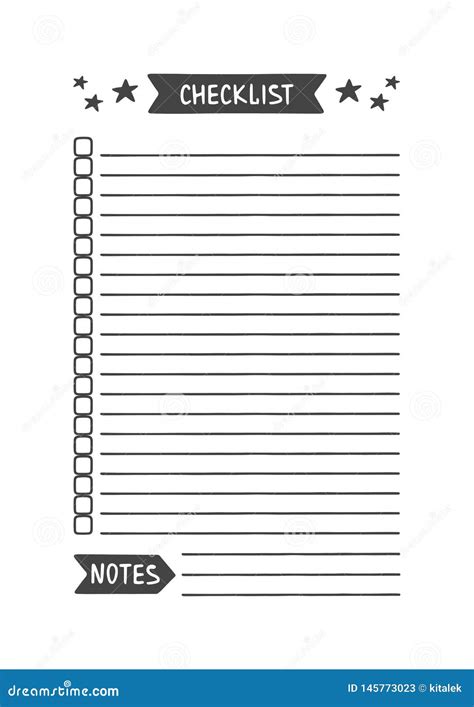 Checklist. Printable Organizer for Study, School or Work Stock Vector - Illustration of month ...