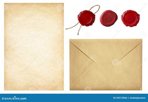 Vintage Postal Set Envelope Paper And Wax Seals Stock Photo Image