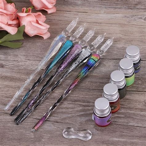 Crystal Starry Sky Glass Ink Pen Glass Dip Pen For Writing Fountain Pen Set Gift-in Fountain ...