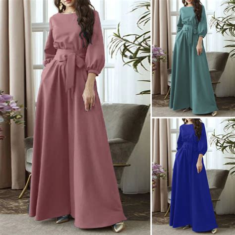 Clearance Sale Cheap Esolo Zanzea Women Muslim Sleeve Belted Long