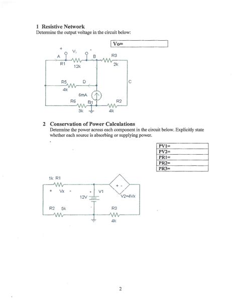 Solved Resistive Network Determine The Output Voltage In Chegg