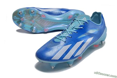 SG Soft Ground Soccer Cleats | Blue, White, Red Colorway - Shop Now!