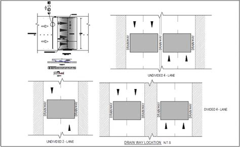 Road view with speed hump detail dwg file