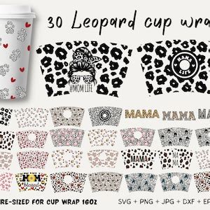Leopard Pattern Oz Hot Cup Wrap Svg Oz Hot Cup Wrap Starbucks Hot Cups Oz Oz