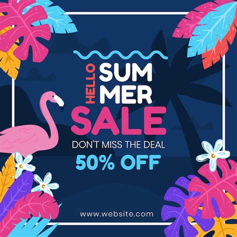 Free Vector Hand Drawn Hello Summer Sale Illustration