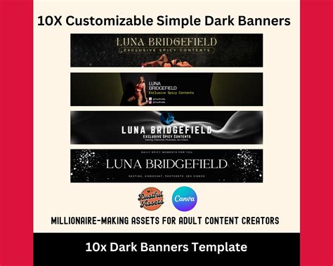 ONLYFANS Banner Bundle | Editable Canva Dark Themes Banner for Onlyfans