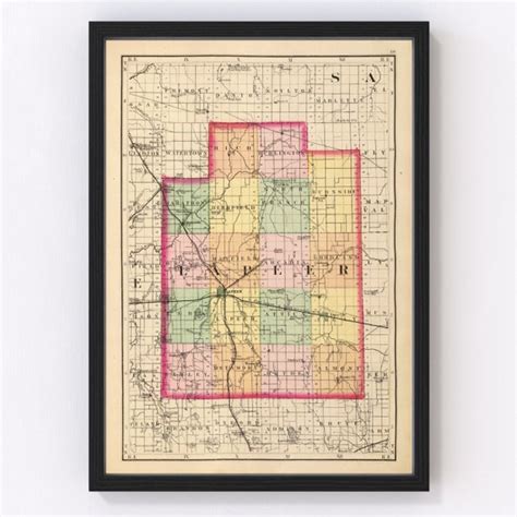 Lapeer County MI Map 1873 Old Map of Lapeer Michigan Art - Etsy