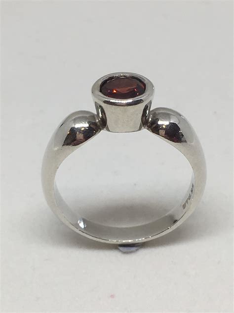 Round Garnet Silver Ring - Andrea Spicer