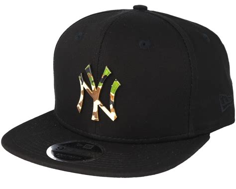 New York Yankees Camo Metal Logo Black Snapback New Era Gorras