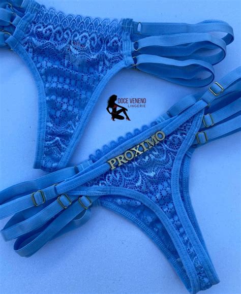 Calcinha personalizada Renda u Azul bebê Doce Veneno Lingerie DVL