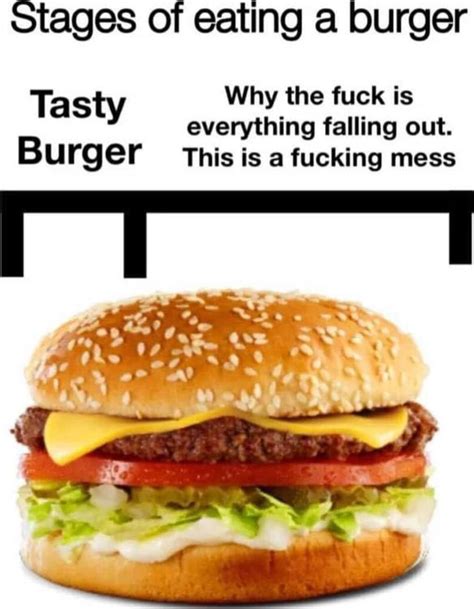 Stages Of Eating A Burger Why The Fuck Is Tasty Everything Falling Out Burger This Is A Fucking
