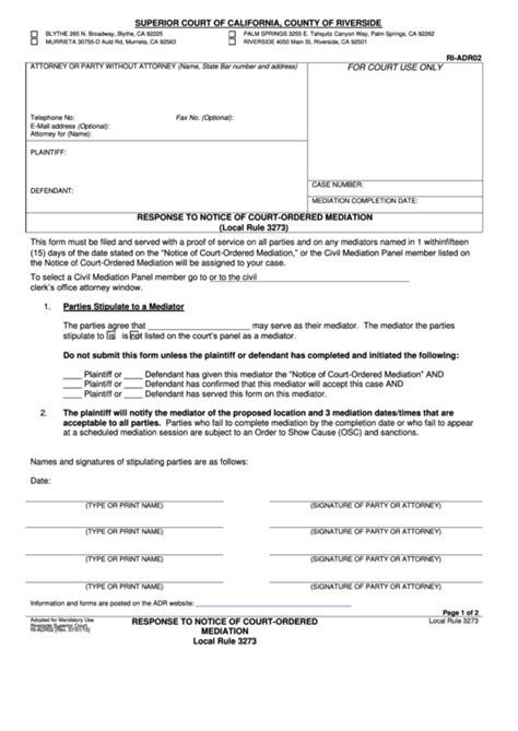 Riverside Family Court Forms Fill Out And Sign Printable PDF Template - CountyForms.com