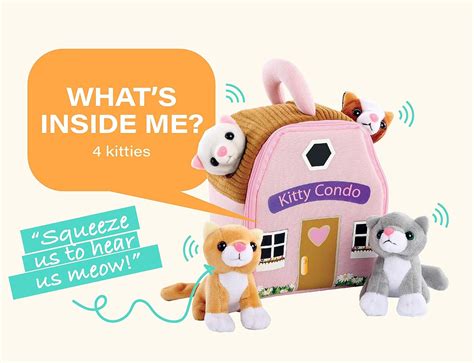 Etna Meowing Cat Condo Toy Playset With Sounds 5 Piece Small Stuffed