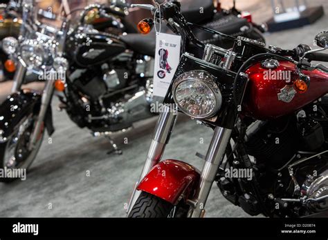 Harley Davidson Motorcycles On Display At The Washington Motorcycle