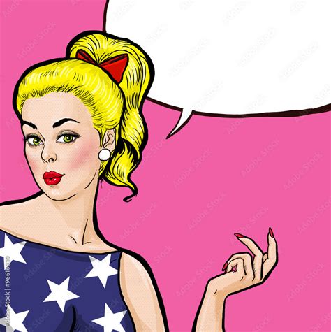 Pop Art Blond Girl With Snapping Hand With Speech Bubble Pop Art Girl