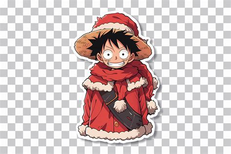 One Piece Luffy Santa Claus Costume Sticker - PNG Download