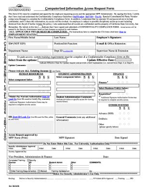 Fillable Online Cms Csusb Computerized Information Access Request Form