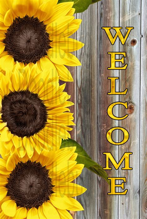 Welcome Sunflower Wreath Sign Metal Wreath Sign Welcome Etsy