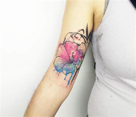 Hibiscus Watercolor Tattoo