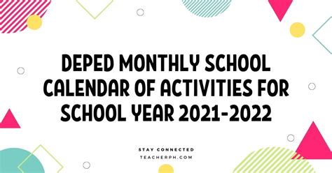 Deped Monthly School Calendar Of Activities For School Year 2022 ...