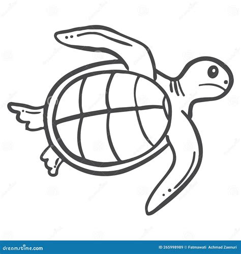 Cute Small Turtle Animal in Sea Hand Drawn Sketch Doodle Illustration ...