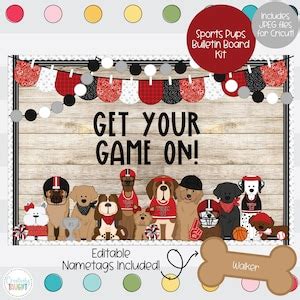 Sporty Pups Game On Puppy Bulletin Board Kit Etsy