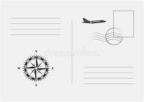 Vector Postcard With Airplane And Compass Postal Card For Travel Stock Vector Illustration