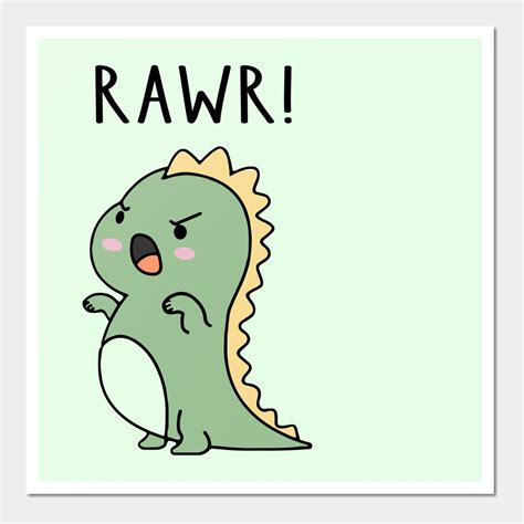 Funny Cute Dinosaur Rawr by lunatic-artist | Funny art prints, T-rex drawing, Cute dinosaur