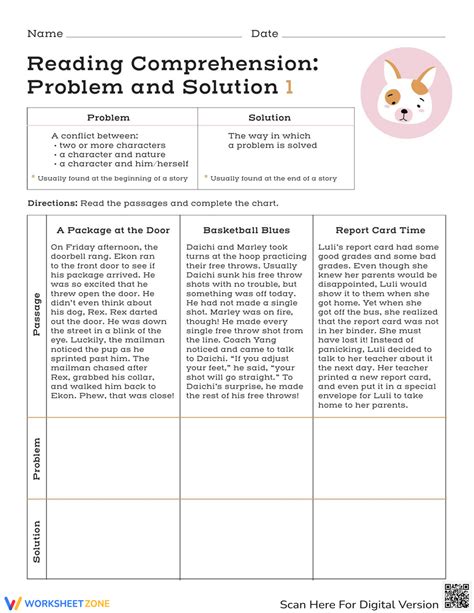 Reading Comprehension Problem And Solution 1 Worksheet