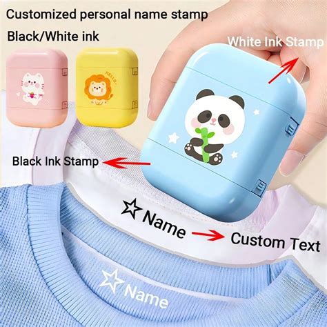 1pc Blackwhite Ink Personalized Name Seal Stamp Diy Cartoon Cute Name