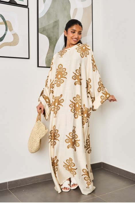 Robe beige à motifs beige foncé ample Brentiny Paris