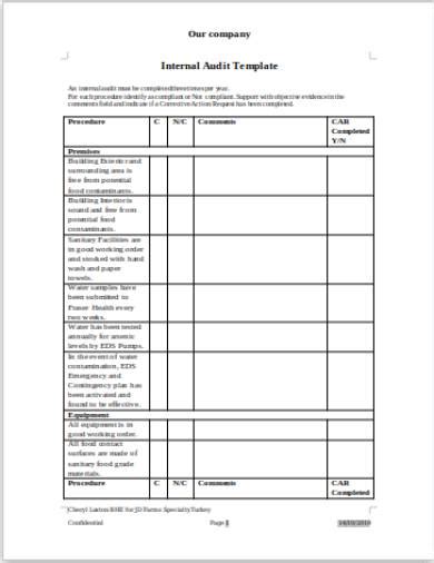 Internal Audit Program Template Collection