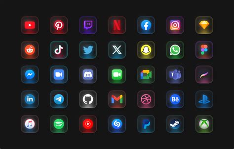 Social Media & Apps Icons with Glass Effect | Figma