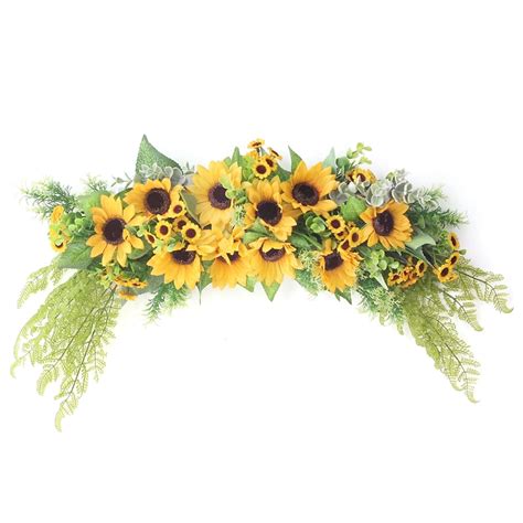 Silk Flower Simulation Wreath Artificial Sunflower Swag Door Decoration ...