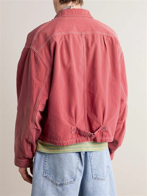 Kapital Logo Appliquéd Garment Dyed Canvas Bomber Jacket Red Kapital