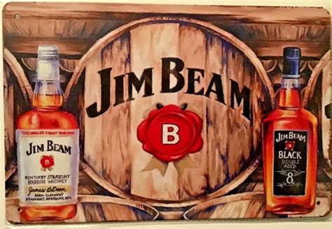 INSEGNA IN LATTA 8x12 Jim Beam Bourbon Bourbon Barile Di Whisky Alcool