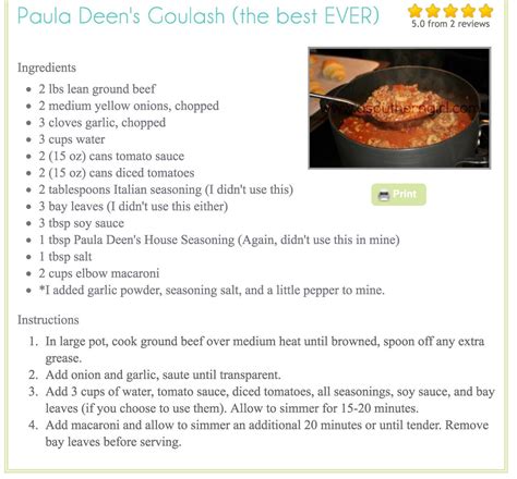 Paula Deens Goulash Beef Dishes Goulash Recipes