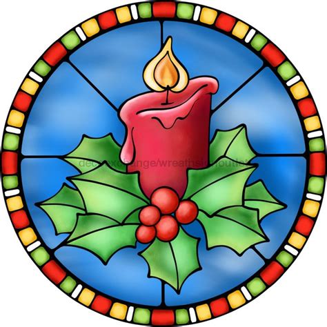 Wreath Sign Red Candle Sign Christmas Sign Stained Glass Decoe 1102 Sign For Wreath